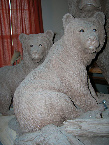 Grizzly bear cub bronze sculpture