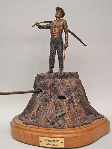 Lumberjack bronze sculpture