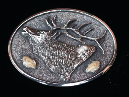 Rocky Mountain Elk sterling silver belt buckle
