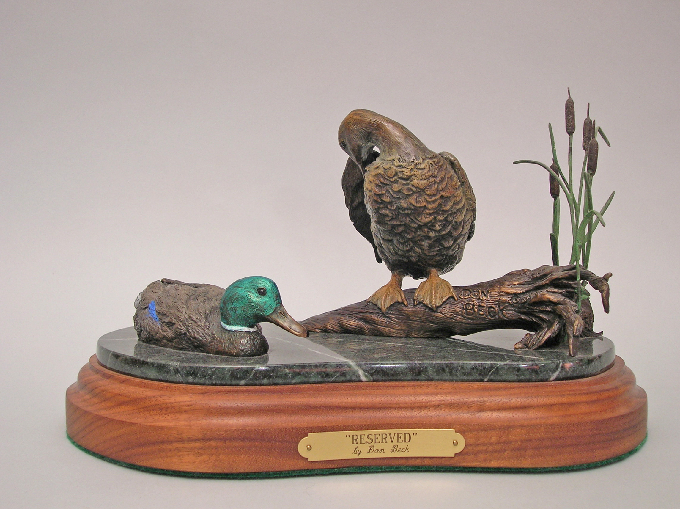 Mallard ducks bronze sculpture